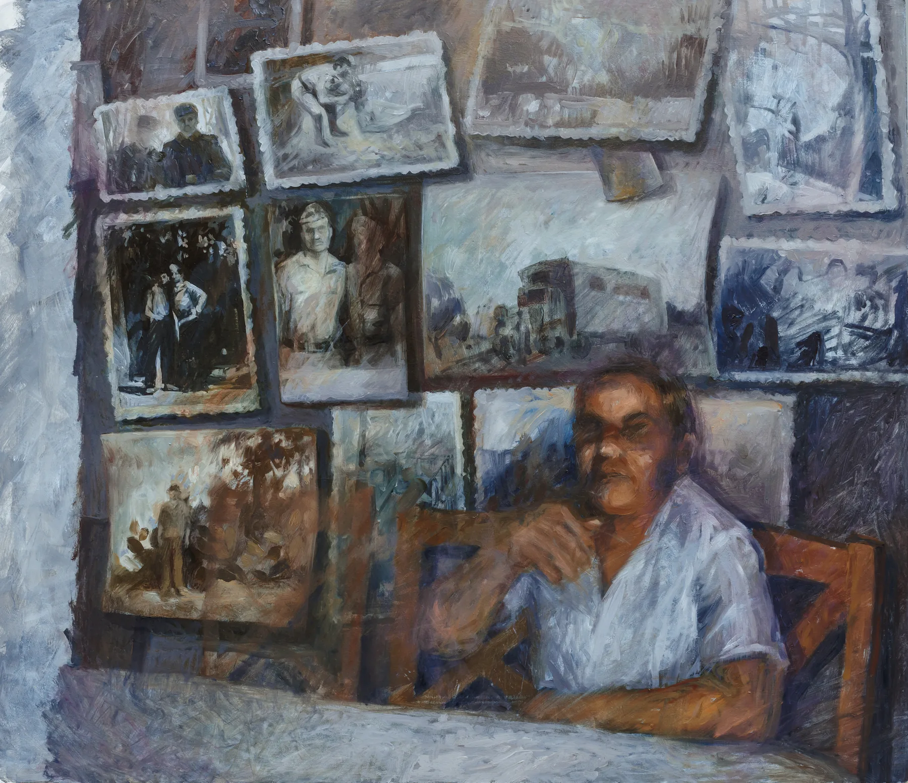 "Army Memories", 60 x 60 cm, oil on canvas, 2024